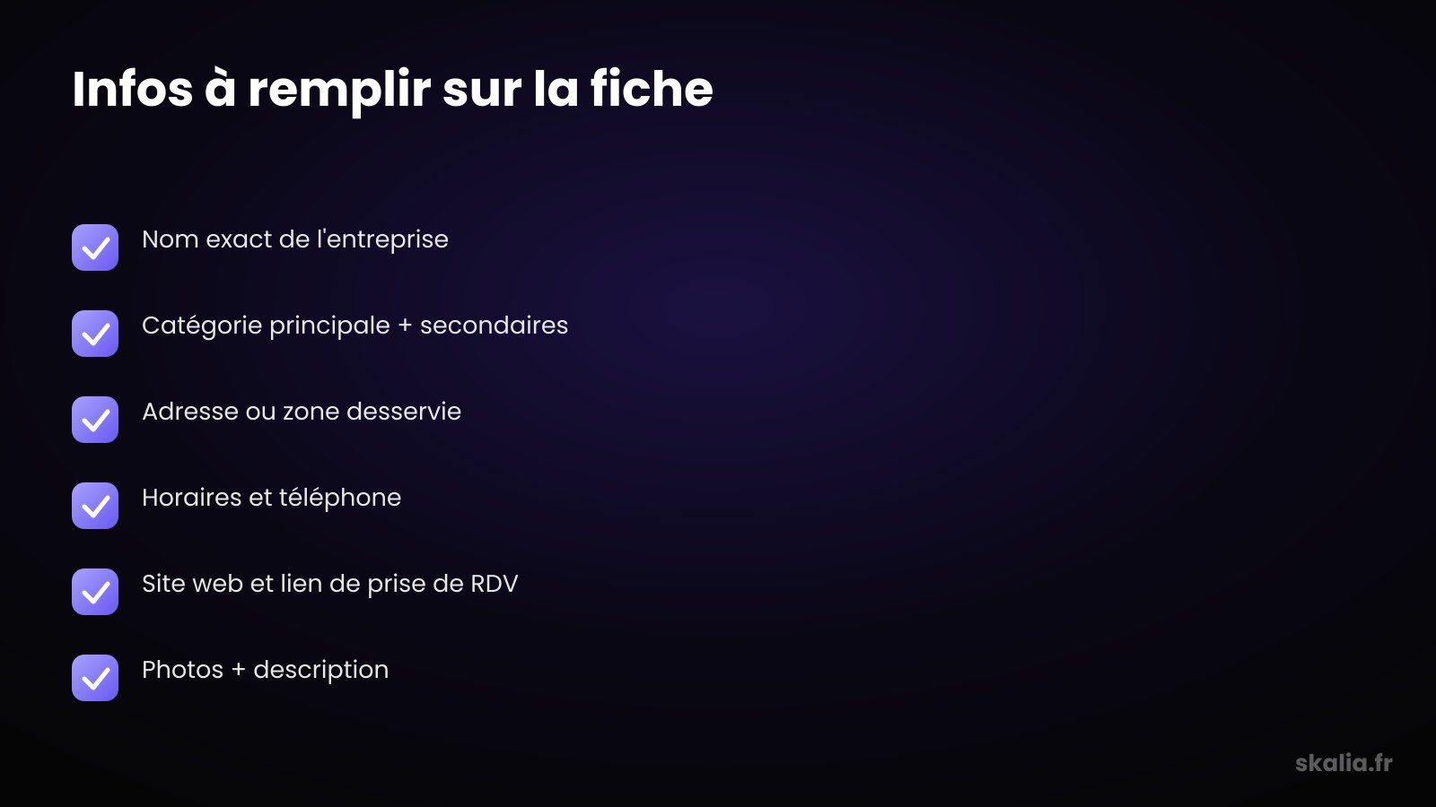 Checklist des informations à remplir sur une fiche Google Business Profile