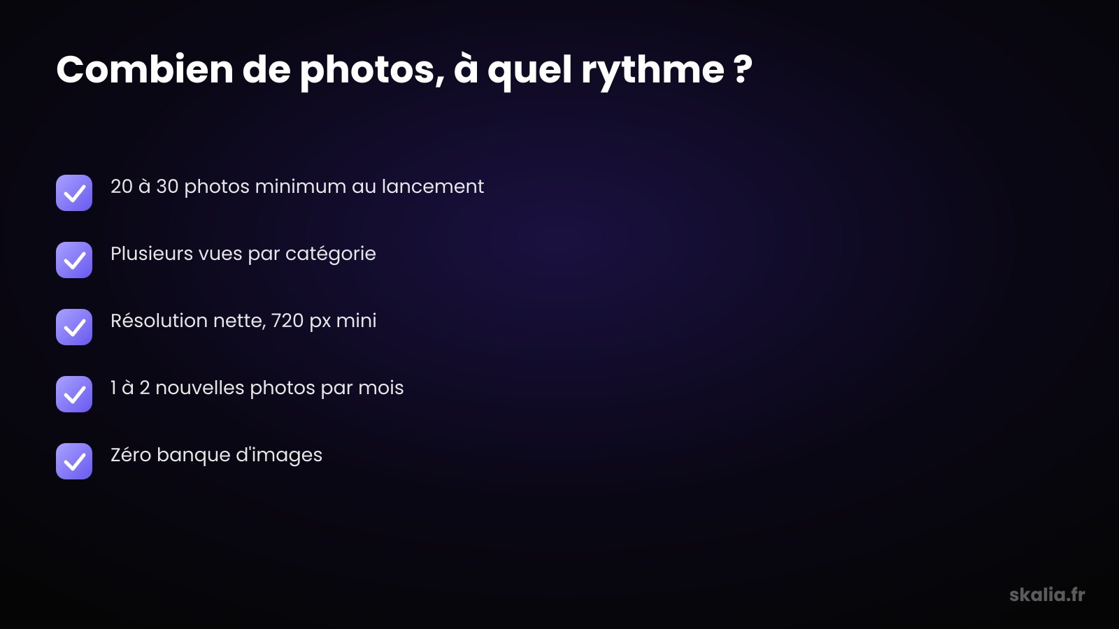 Types de photos à mettre sur une fiche Google Business : extérieur, intérieur, équipe, produits
